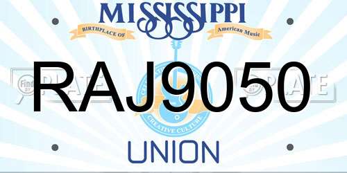 RAJ9050 Mississippi License Plate