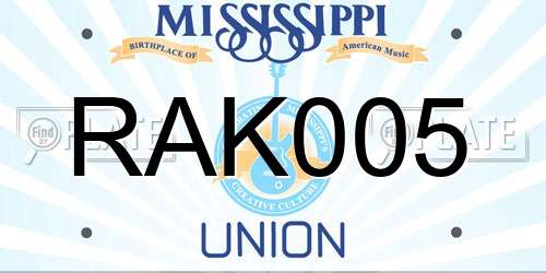 RAK005 Mississippi License Plate