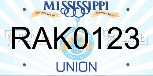 RAK0123 Mississippi License Plate