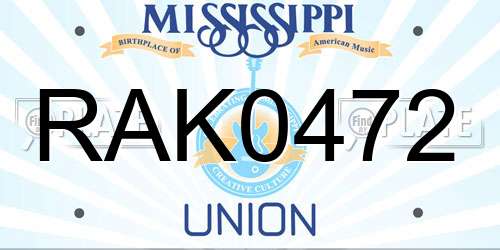 RAK0472 Mississippi License Plate