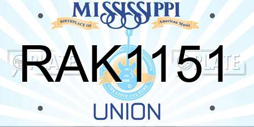 RAK1151 Mississippi License Plate