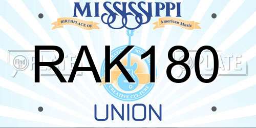 RAK180 Mississippi License Plate