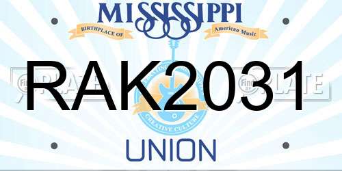 RAK2031 Mississippi License Plate