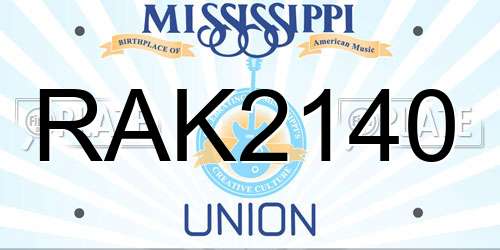 RAK2140 Mississippi License Plate