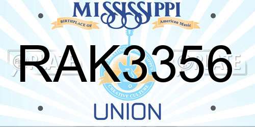 RAK3356 Mississippi License Plate