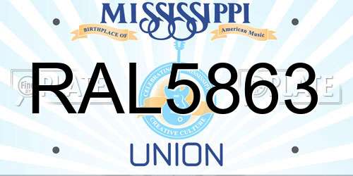 RAL5863 Mississippi License Plate