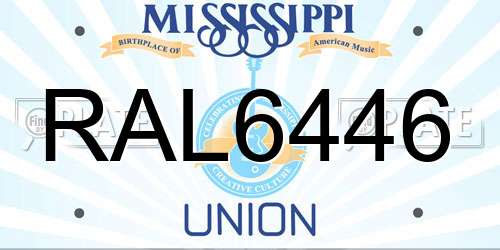RAL6446 Mississippi License Plate