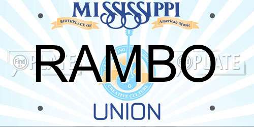 RAMBO Mississippi License Plate