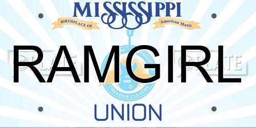 RAMGIRL Mississippi License Plate