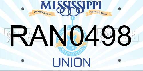 RAN0498 Mississippi License Plate