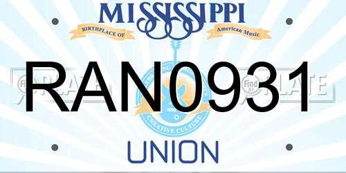 RAN0931 Mississippi License Plate