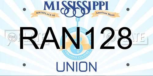 RAN128 Mississippi License Plate