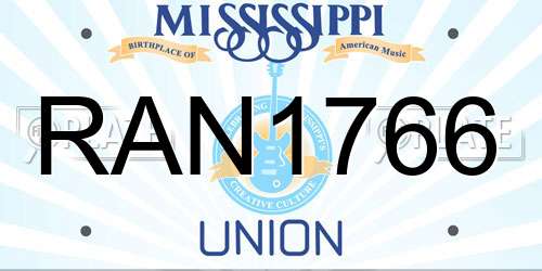 RAN1766 Mississippi License Plate