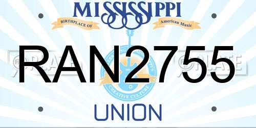RAN2755 Mississippi License Plate