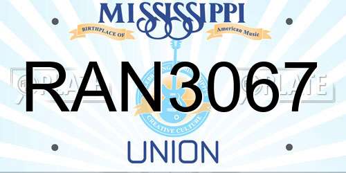 RAN3067 Mississippi License Plate