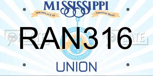 RAN316 Mississippi License Plate