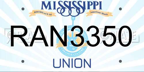 RAN3350 Mississippi License Plate