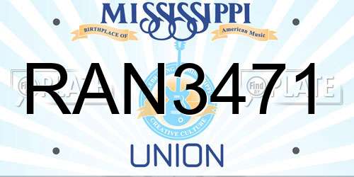 RAN3471 Mississippi License Plate
