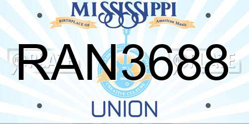 RAN3688 Mississippi License Plate