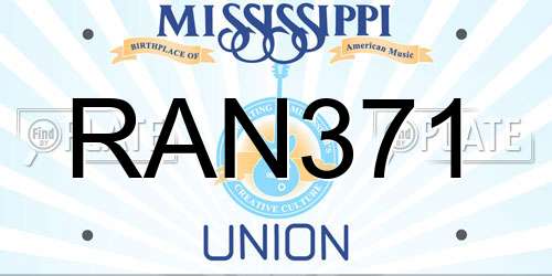 RAN371 Mississippi License Plate
