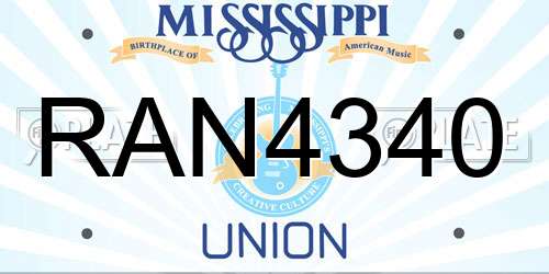RAN4340 Mississippi License Plate