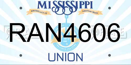 RAN4606 Mississippi License Plate