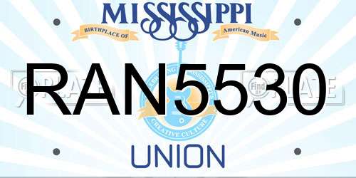 RAN5530 Mississippi License Plate