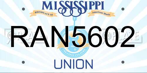 RAN5602 Mississippi License Plate