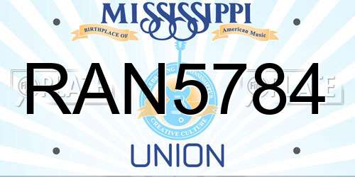 RAN5784 Mississippi License Plate