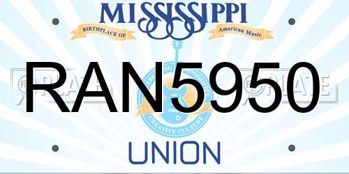 RAN5950 Mississippi License Plate