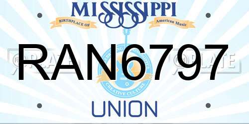 RAN6797 Mississippi License Plate