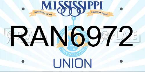 RAN6972 Mississippi License Plate