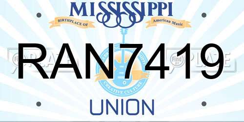 RAN7419 Mississippi License Plate
