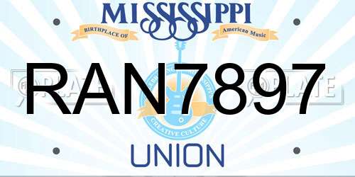 RAN7897 Mississippi License Plate
