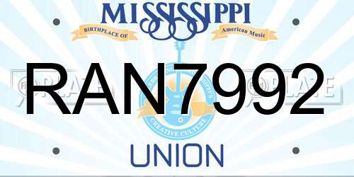 RAN7992 Mississippi License Plate
