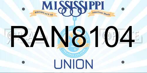 RAN8104 Mississippi License Plate