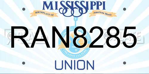 RAN8285 Mississippi License Plate