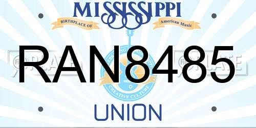 RAN8485 Mississippi License Plate