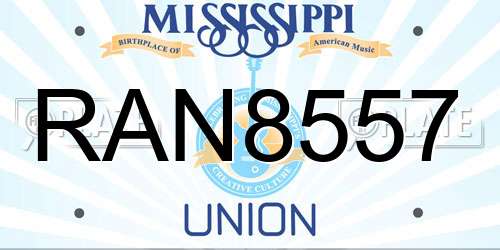 RAN8557 Mississippi License Plate