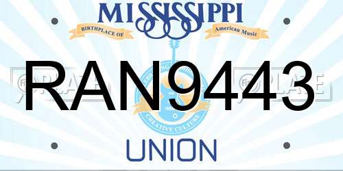 RAN9443 Mississippi License Plate