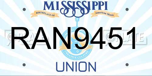 RAN9451 Mississippi License Plate