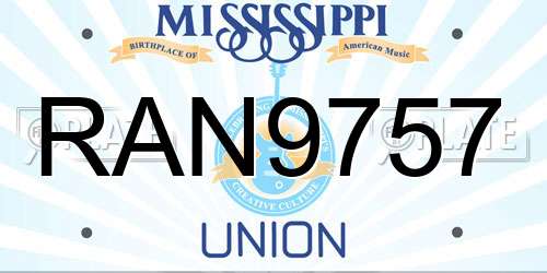 RAN9757 Mississippi License Plate