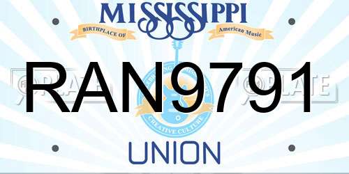 RAN9791 Mississippi License Plate