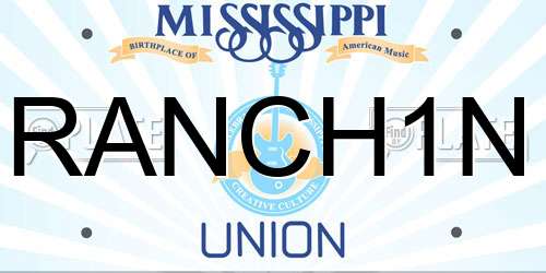 RANCH1N Mississippi License Plate