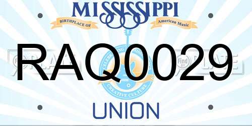 RAQ0029 Mississippi License Plate