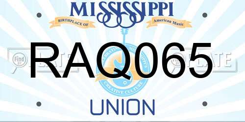 RAQ065 Mississippi License Plate