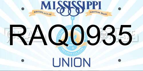 RAQ0935 Mississippi License Plate