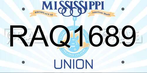 RAQ1689 Mississippi License Plate