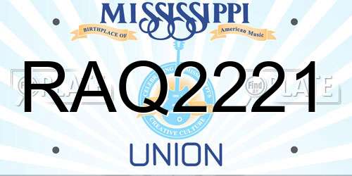 RAQ2221 Mississippi License Plate