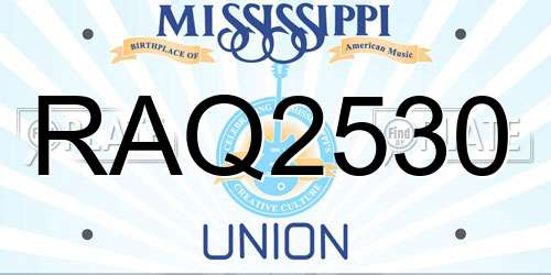 RAQ2530 Mississippi License Plate